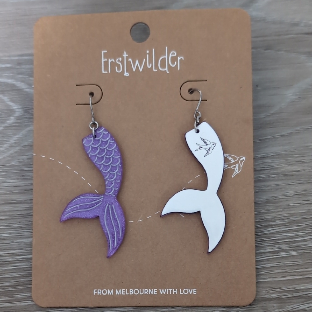 Erstwilder Purple Mermaid Tail Earrings - Picture 3 of 3
